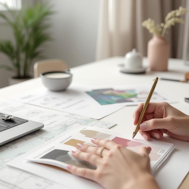 Consultoría de interiorismo con muestras de materiales